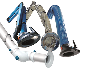 Braços Articulados Standard, Original, NEX MD, NEX HD, NEX D/DX, NEX S, NEX MD, NEX S, FX, e Telescópicos, Braços de Alto Vácuo - Alta flexibilidade, rotação 360° e cobertura completa da zona de emissão. Capturam poluentes diretamente na origem com precisão e eficiência. | Nederman