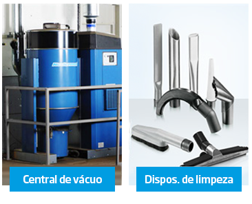 Central de vácuo NEderman. Despositivos de limpeza