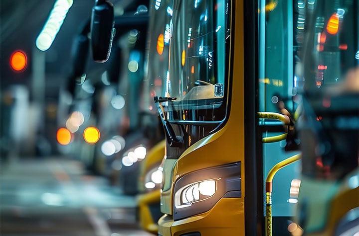 Public transport- buss in bussdepot