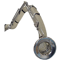 Braço e captor em aço inoxidável à prova de ácidos. Atende a todos os requisitos para uso em ambientes que contenham poeiras e gases combustíveis. Indicado para ambientes com alta demanda higiênica. | Nederman