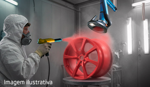 Captura e extração de partículas liberados durante a aplicação de tintas a pó.Imagem ilustrativa