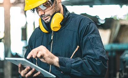 man using tablet