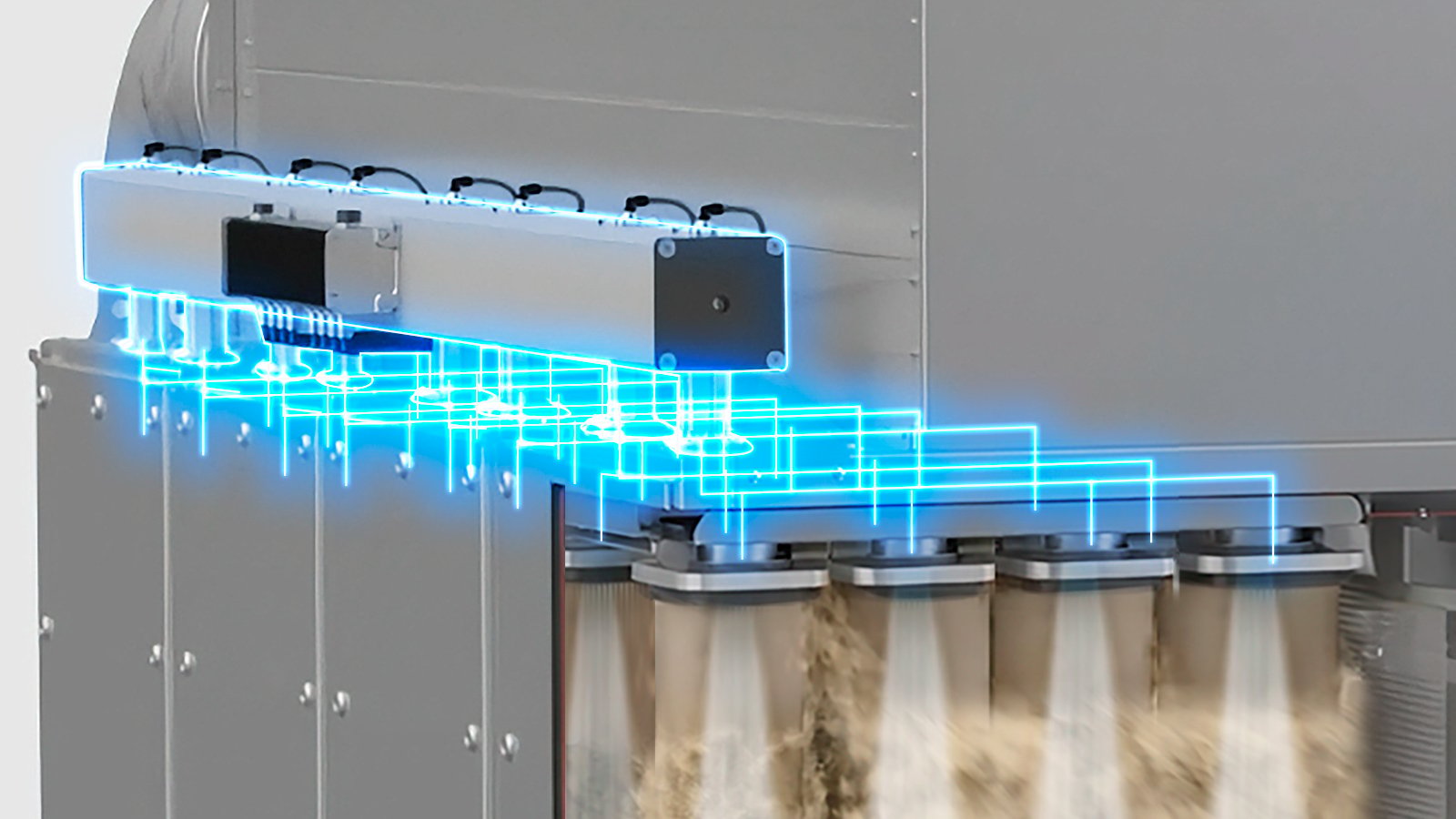 Economia de energia em função do menor consumo de ar comprimido para limpeza dos modernos elementos filtrantes de nanofibra.