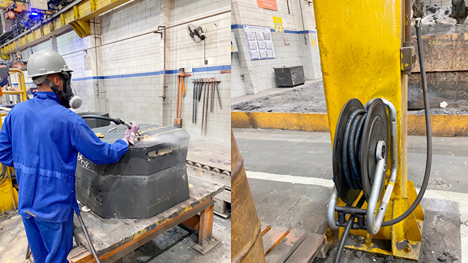 Enroladores de mangueiras para ar comprimido, adquiridos da marca Nederman, são muito satisfatórios na aplicação diária e utilizados com bastante frequência nos processos produtivos, principalmente na alimentação das linhas, com o intuito de remover impurezas e eliminar ao máximo a umidade dos produtos. | Saiba mais | Nederman