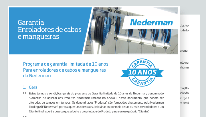 Garantia 10 anos enroladores Nederman