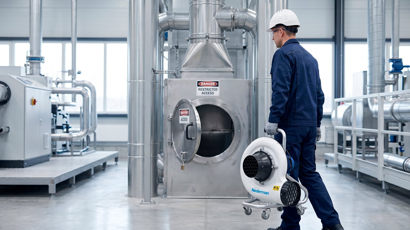 O uso do exaustor portátil para espaço confinado é uma maneira estratégica de garantir a segurança em ambientes industriais de difícil acesso. | Saiba mais | Nederman
