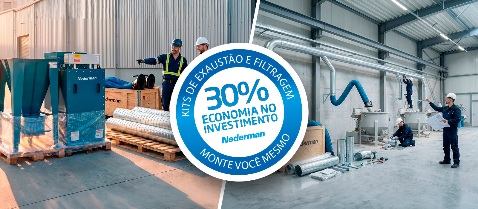 Os kits de exaustão e filtragem unem a tecnologia premium em ventilação local exaustora com um custo até 30% menor, prazo de entrega reduzido e instalação que a sua própria equipe consegue executar.