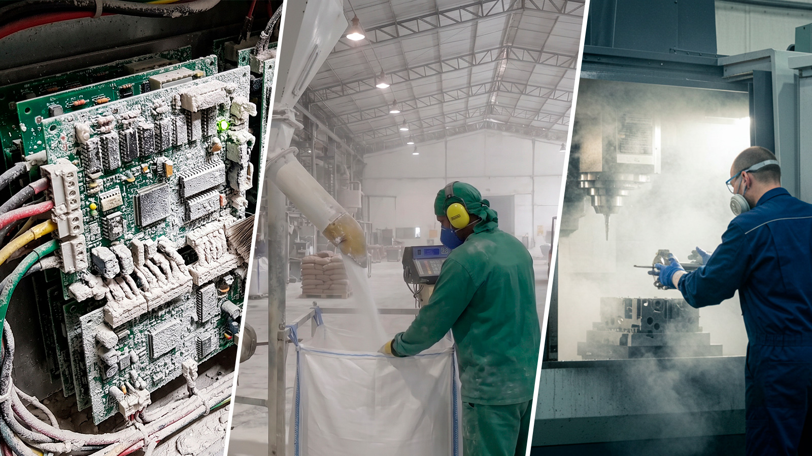 Para quantificar, levante quanto você gasta por ano em manutenção corretiva relacionada a contaminação, o custo das horas de parada de produção e o valor de reposição antecipada de componentes. Some também o custo da limpeza manual do galpão. Muitas fábricas destinam horas de equipe toda semana para varrer pó ou remover resíduo oleoso do piso e das superfícies. | Saiba mais | Nederman