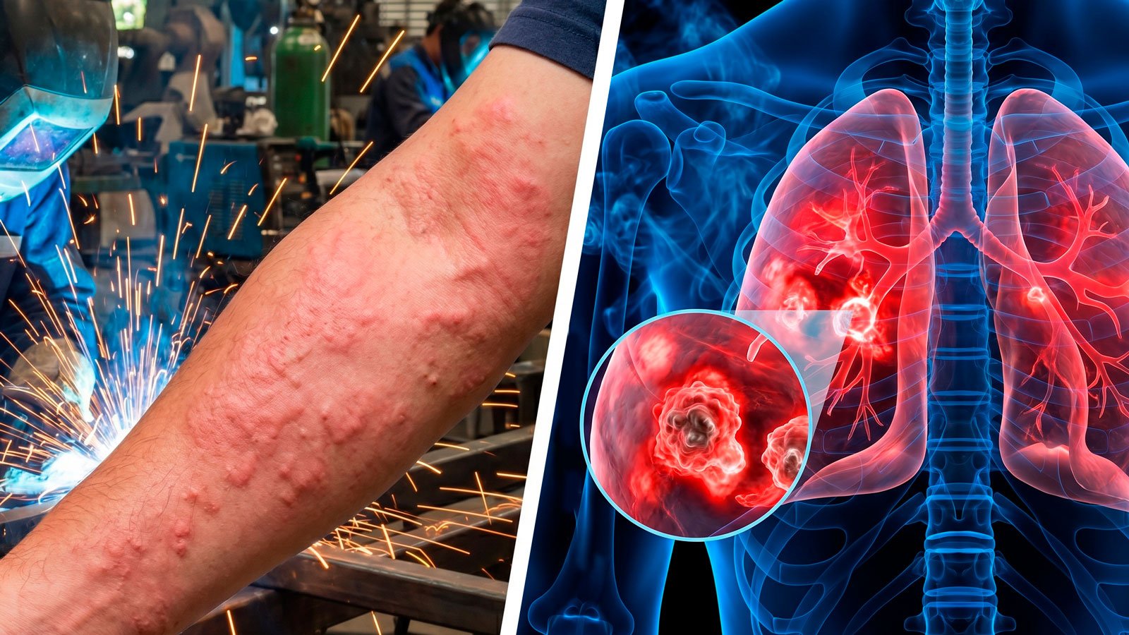 O cromo hexavalente está associado ao aumento do risco de câncer pulmonar. O níquel presente nos fumos também é considerado um agente carcinogênico. | Saiba mais | Nedemran