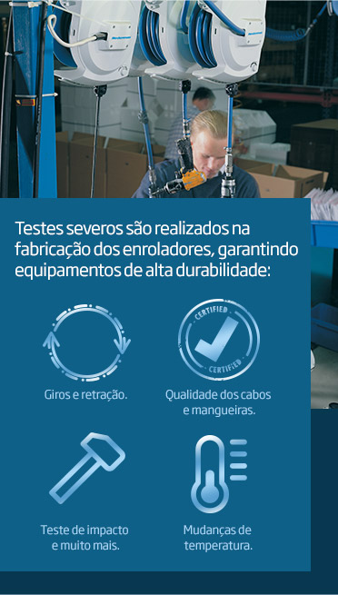 Enrolador de cabos e mangueiras com alta durabilidade