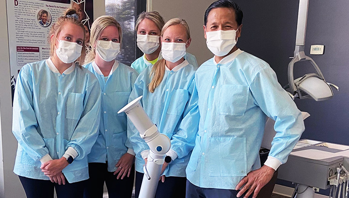 Aerosol control dentist extraction arm