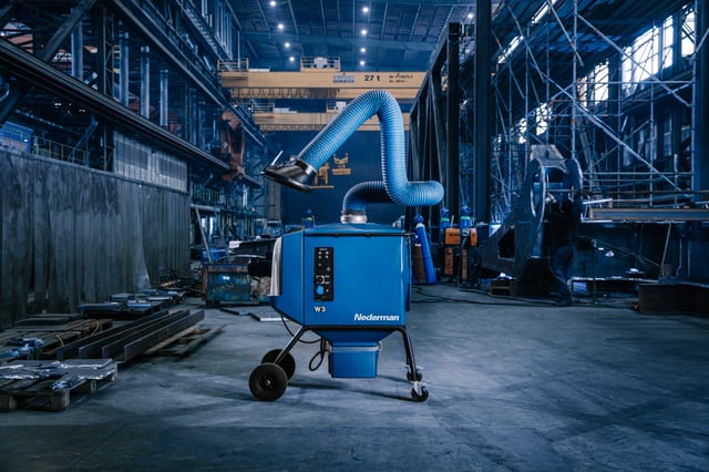 Nederman FilterBox mobile extraction unit in an industrial facility