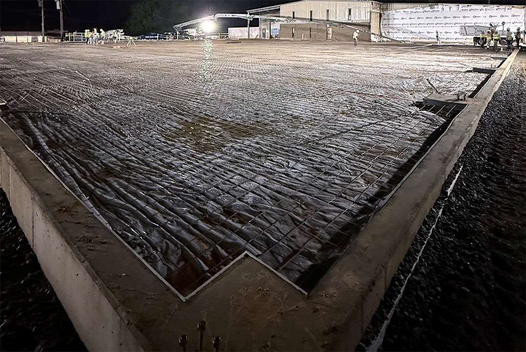 Crews began arriving at 3 a.m. on June 6 to begin pouring the concrete floor