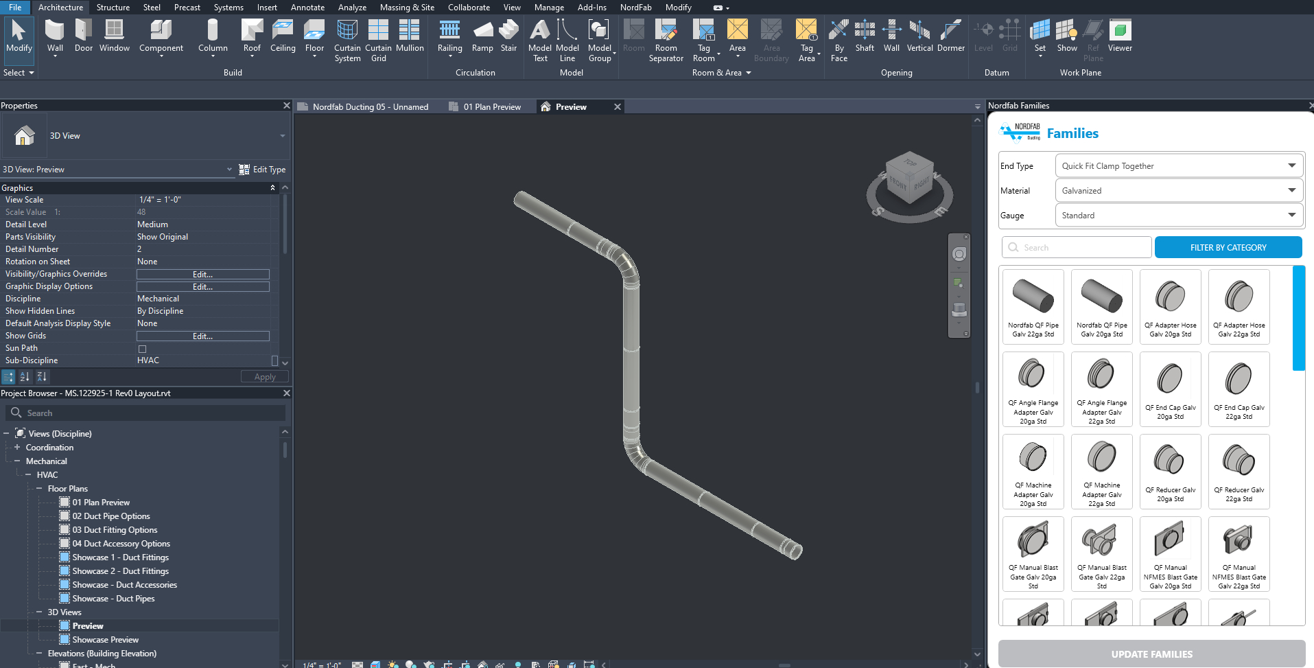 screenshot of Nordfab BIM Toolbar