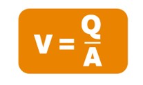 V equals Q divided by A formula