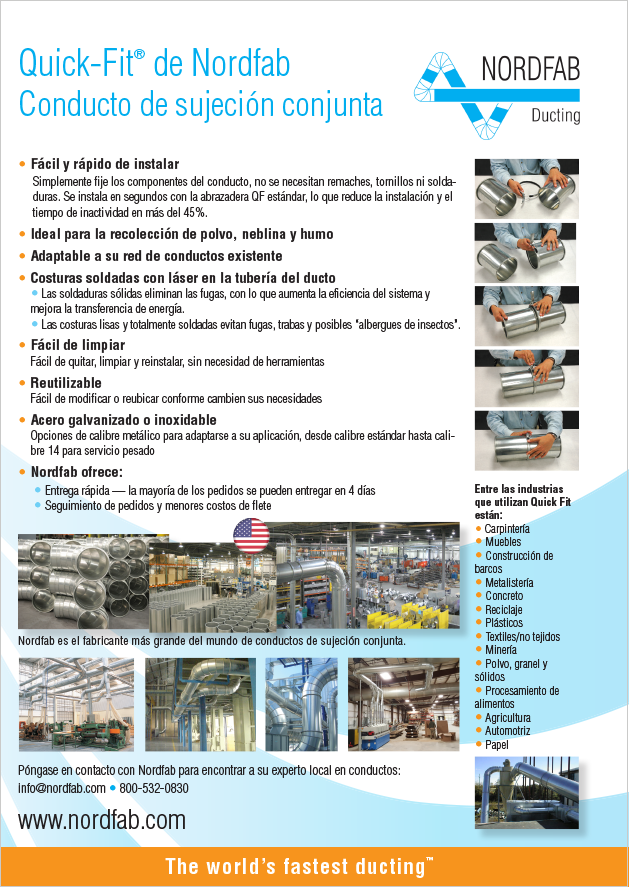 Conducto de sujeción conjunta Quick-Fit® de Nordfab