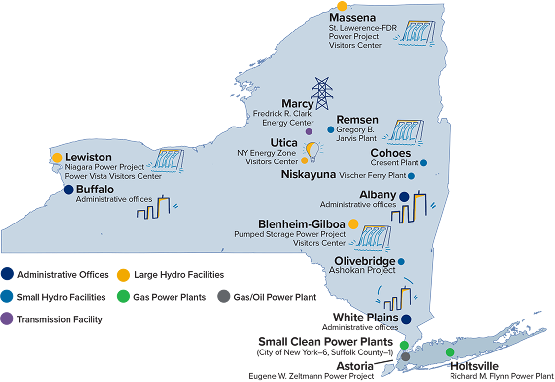 Map of places with NYPA