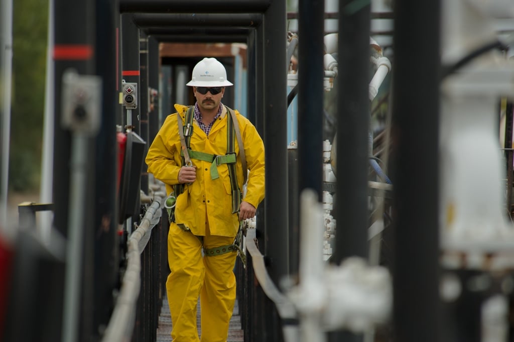 Employee dressed in safety gear