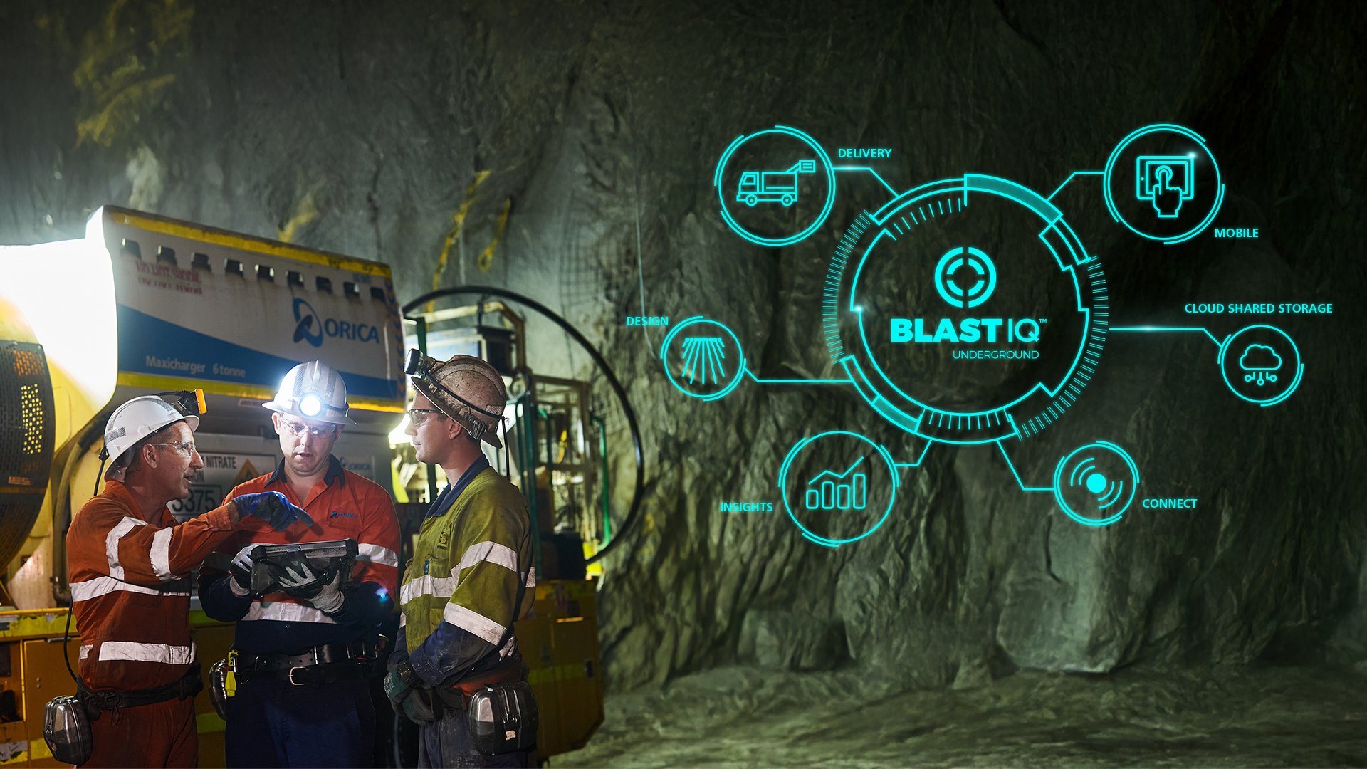 BlastIQ™ being used in an underground mine, drill and blast operation