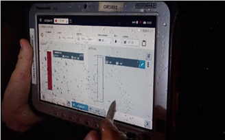 A tablet device showing how data is captured in wet conditions