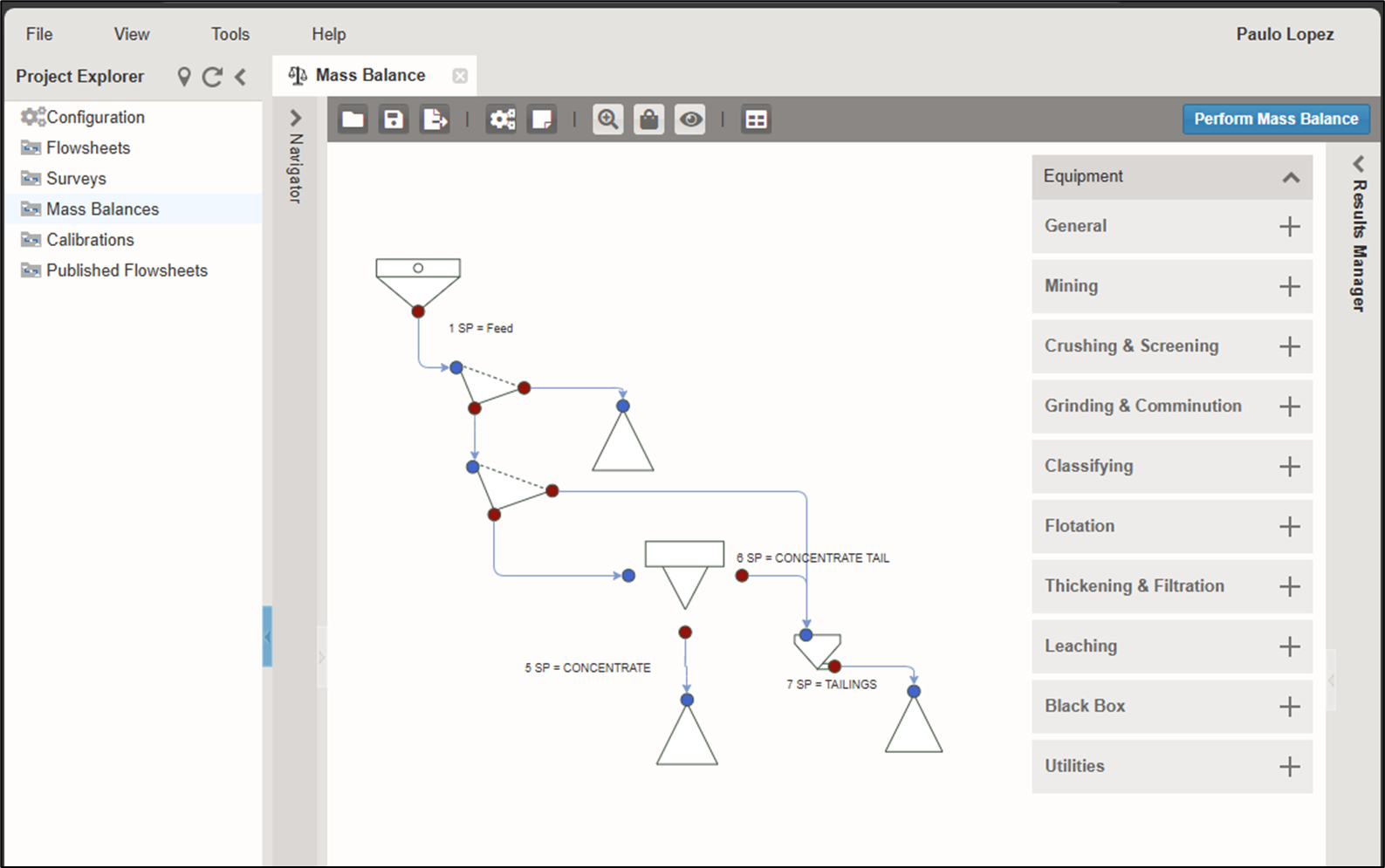 Mass balance flowsheet in IES