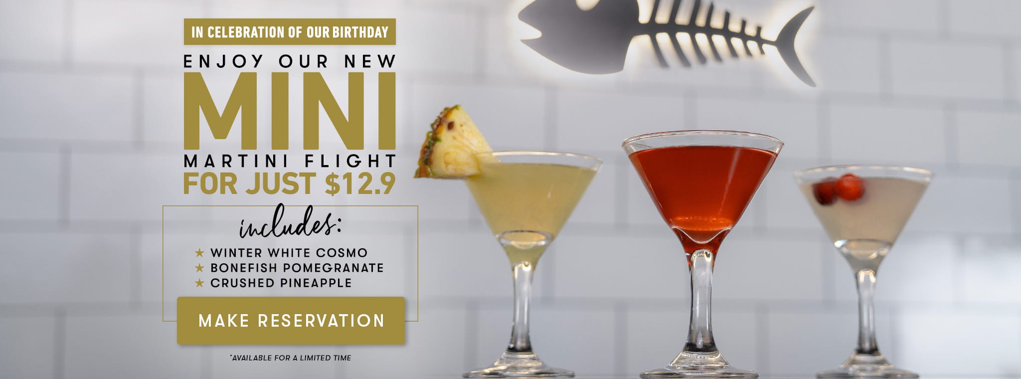 In Celebration Of Our Birthday, Enjoy Our New Mini Martini Flight 