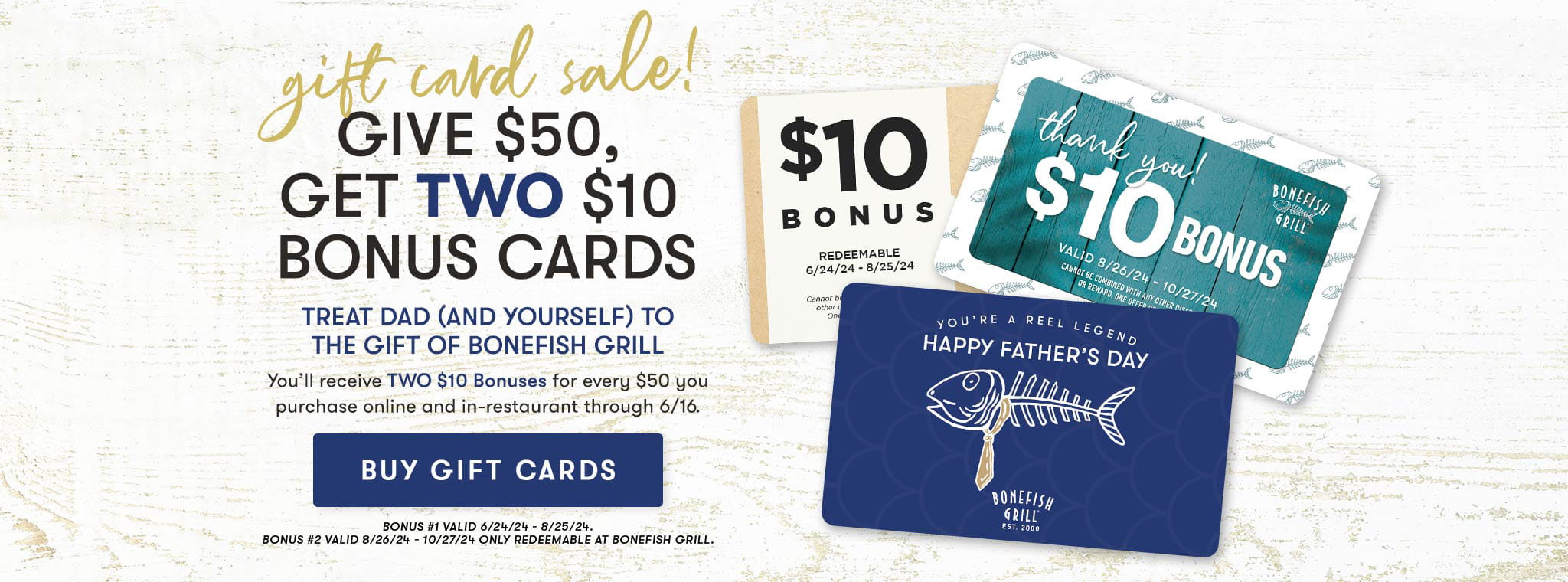 Give $50, Get Two $10 Bonus Cards