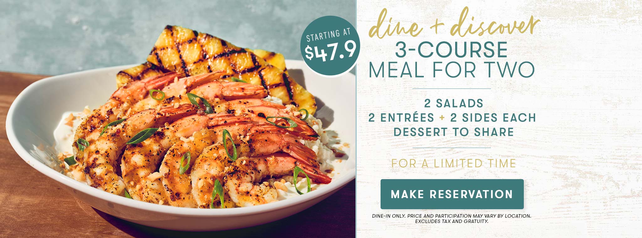 Dine & Discover 3-Course Meal For Two Starting At $47.9