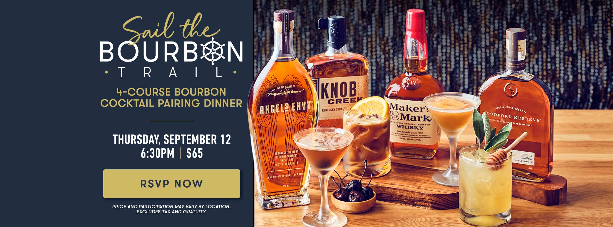 Sail the Bourbon Trail  - 4-Course Bourbon Cocktail Pairing Dinner - September 12, 2024