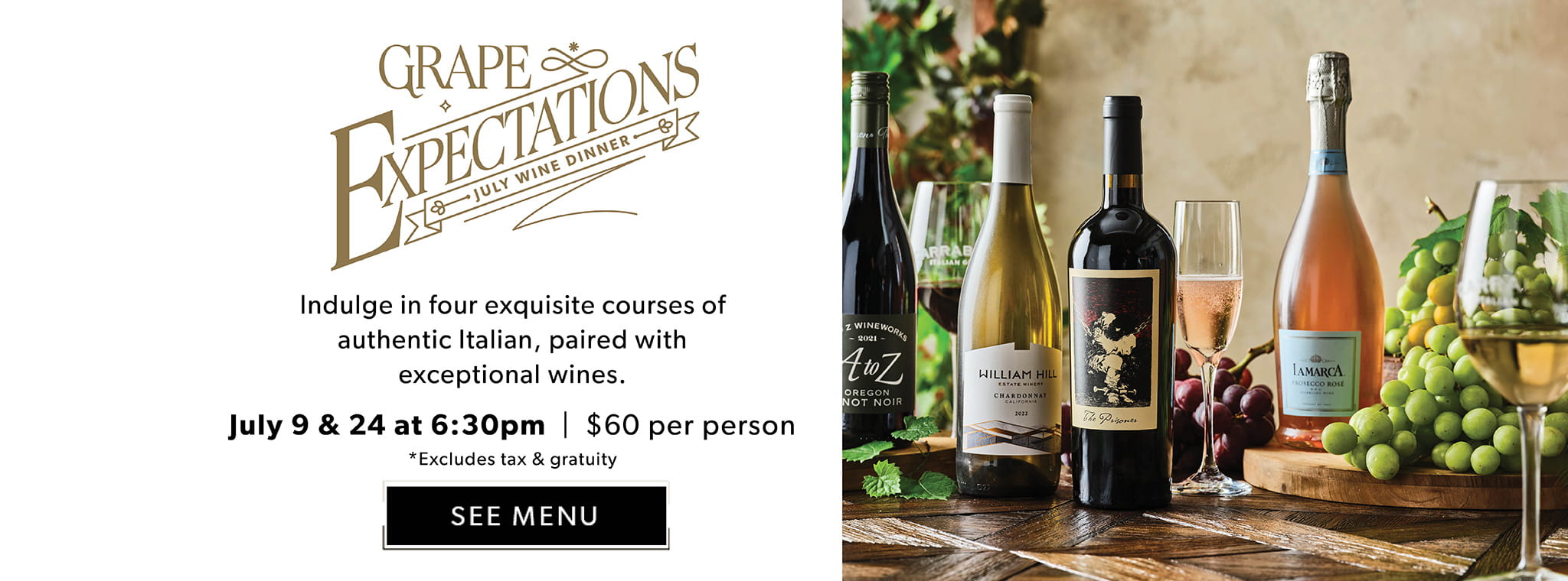 Grape Expectations July 2024 Wine Dinner