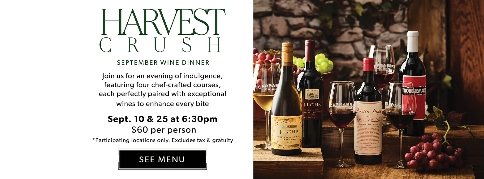 Harvest Crush September 2024 Wine Dinner