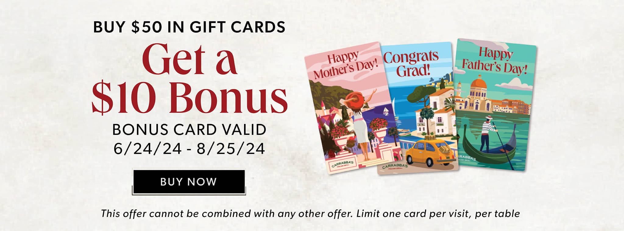 Buy $50 in gift cards, get a $10 bonus