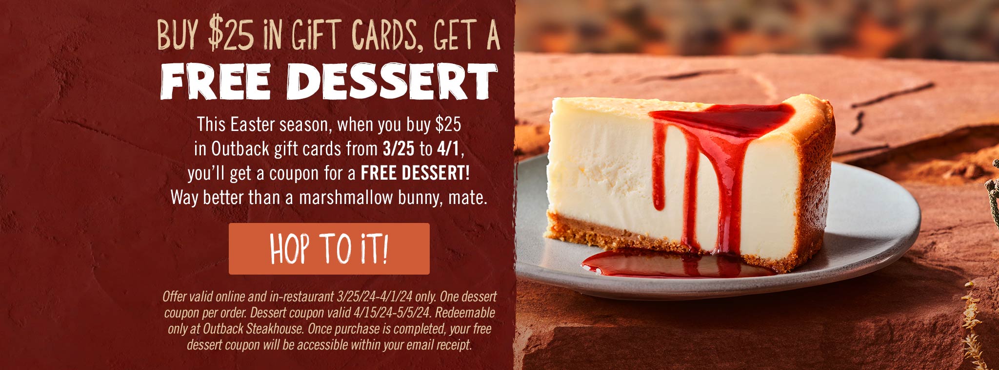 Buy $25 In Gift Cards, Get A Free Dessert. Hop To It!