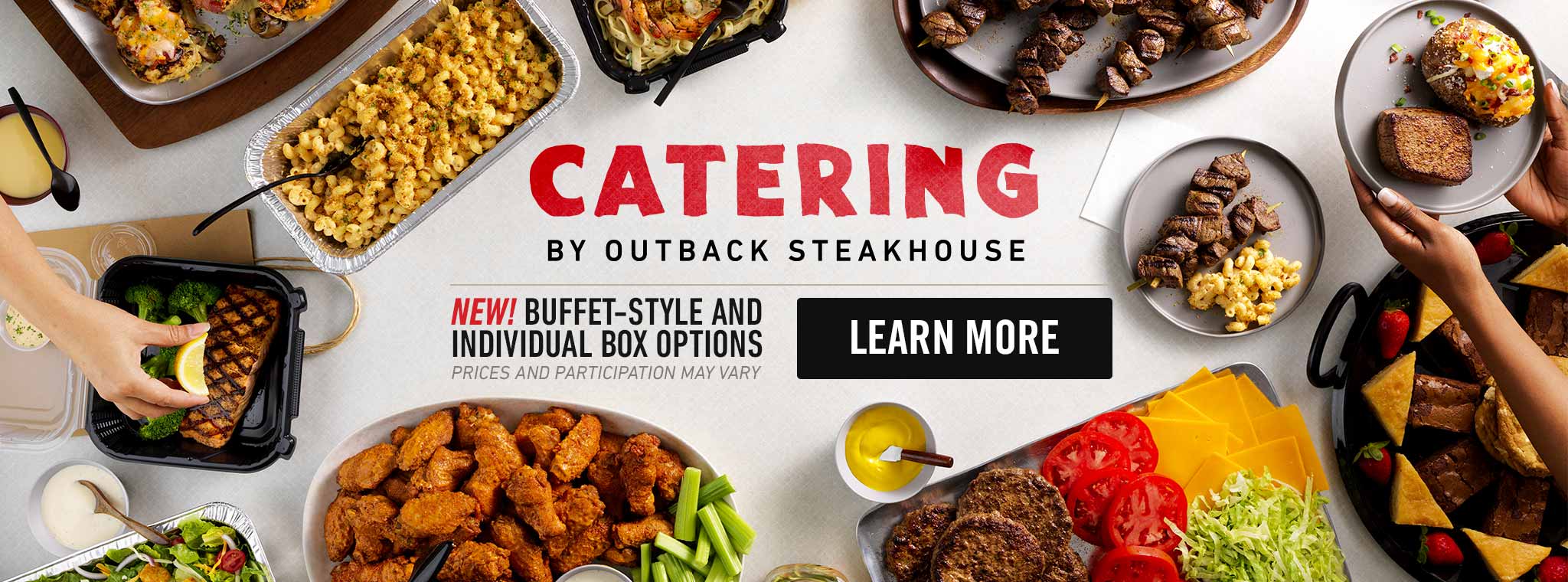 Catering. New buffet-style and individual box options.