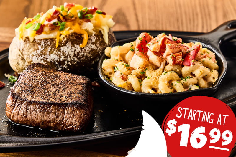 Sirloin & Lobster Mac & Cheese starting at $16.99