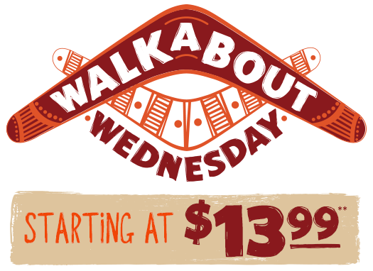 Walkabout Wednesday starting at $13.99