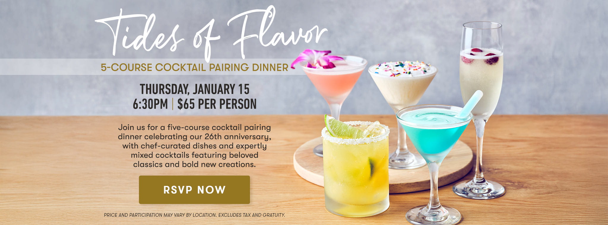 Tides of Flavor | 5 Course Cocktail Pairing Dinner
