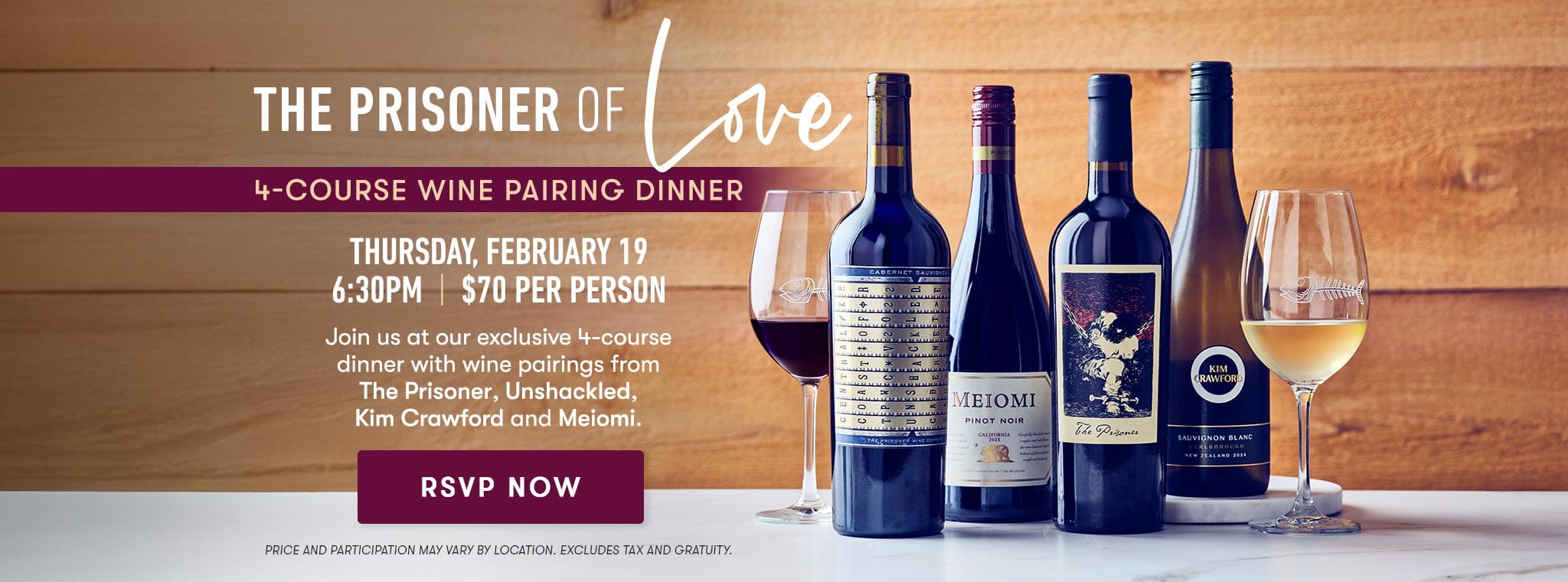 The Prisoner of Love | THURSDAY, FEBRUARY 19 | 6:30PM | $70 PER PERSON*