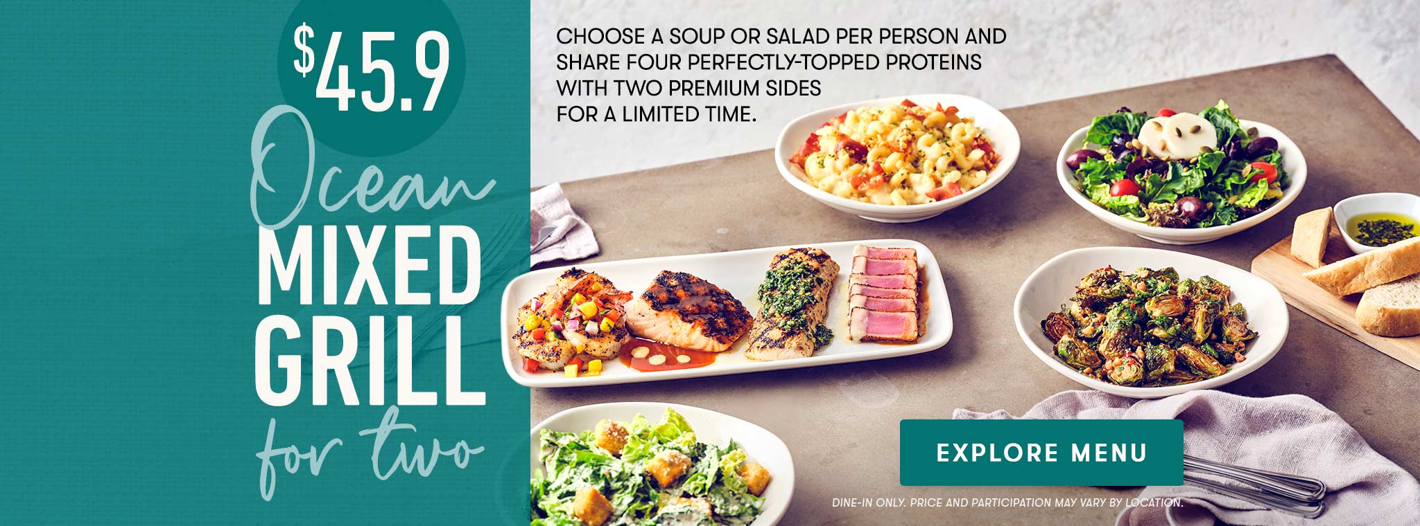 OCEAN MIXED GRILL MEAL FOR TWO — ONLY $45.9