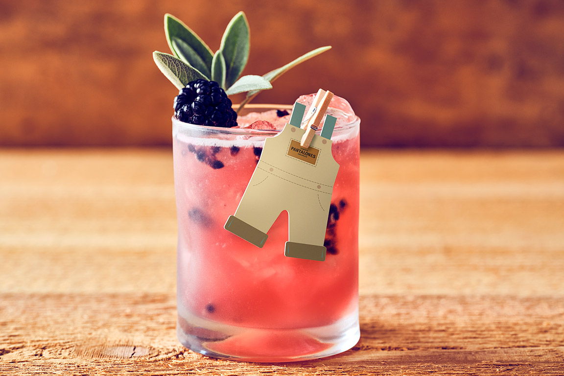 OVERALL BERRY GOOD MARGARITA Pantalones Organic Blanco tequila and Cointreau shaken with blackberries, house-made sour mix, and sage syrup, topped with a sage sprig and blackberries.