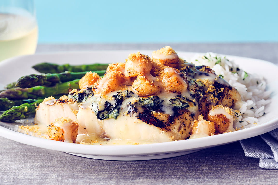 SCALLOPS FLORENTINE BUTTERFISH