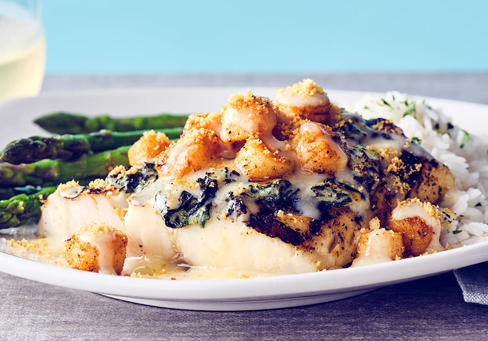 SCALLOPS FLORENTINE BUTTERFISH