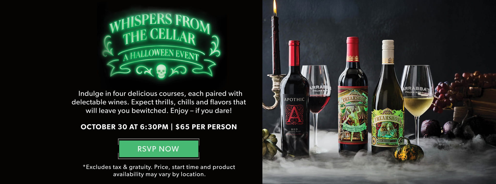 Whisper From The Cellar. The Halloween Event. October 30 at 6:30pm.
