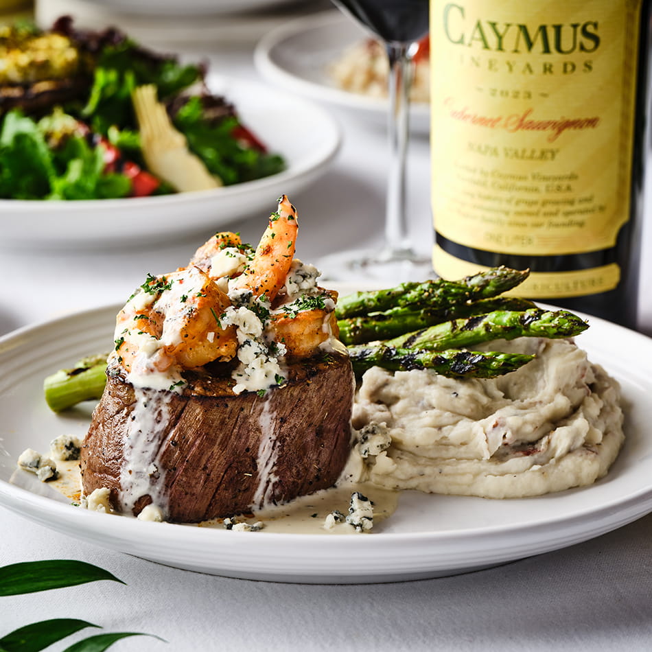 Filet with Gorgonzola* & Calabrian Shrimp