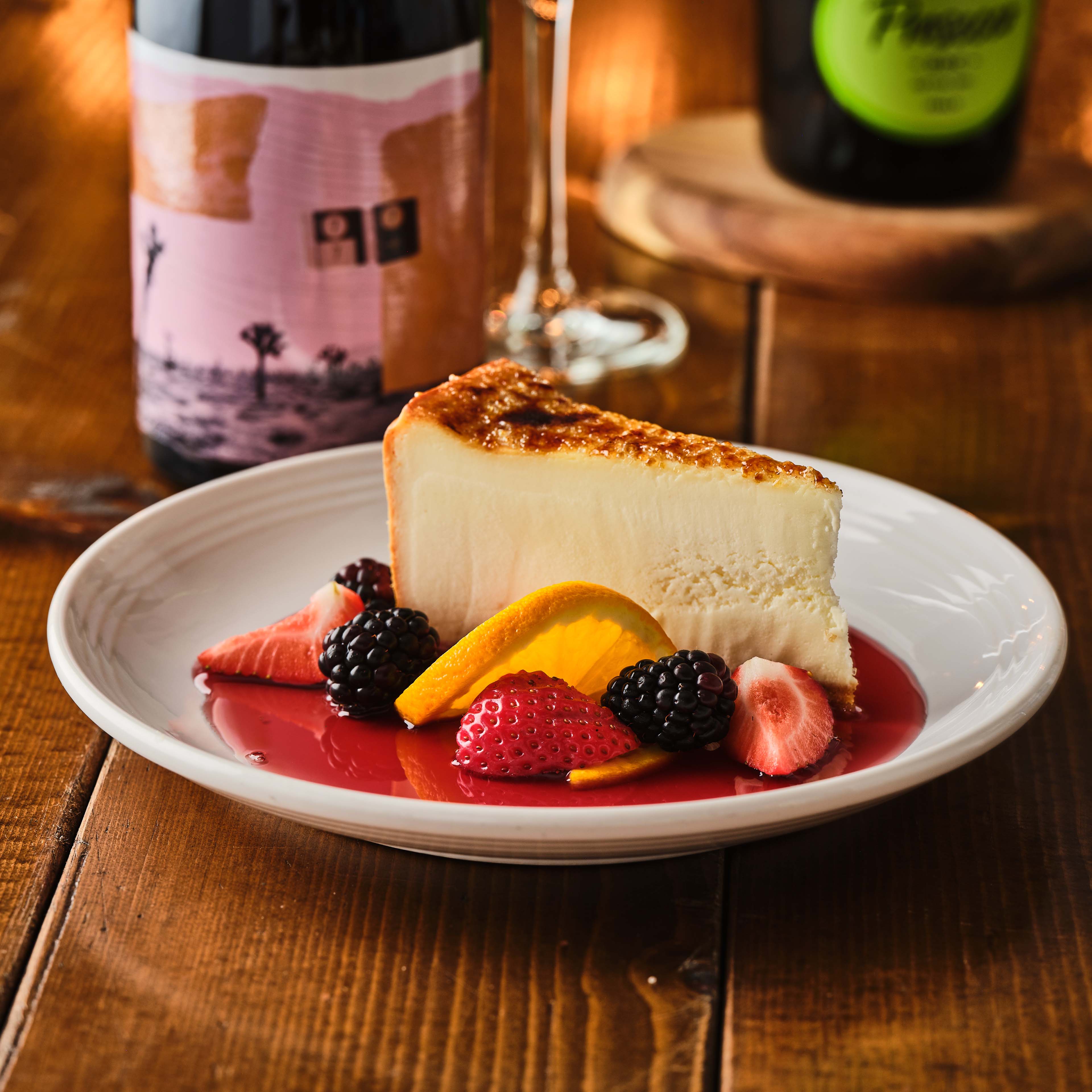 Blackberry Sangria Brûléed Cheesecake