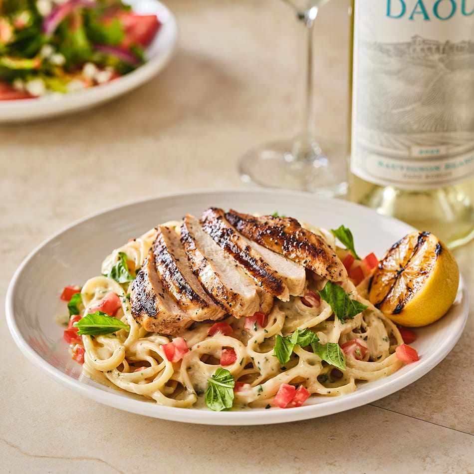 Garlic Lemon Herb Linguine with Grilled Chicken