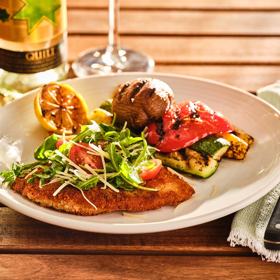 Parmesan-Crusted Chicken with Arugula Salad