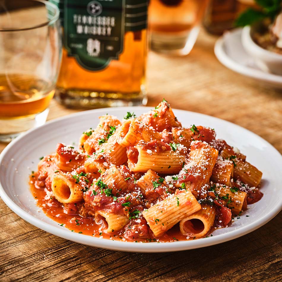 Spicy Rigatoni Bolognese