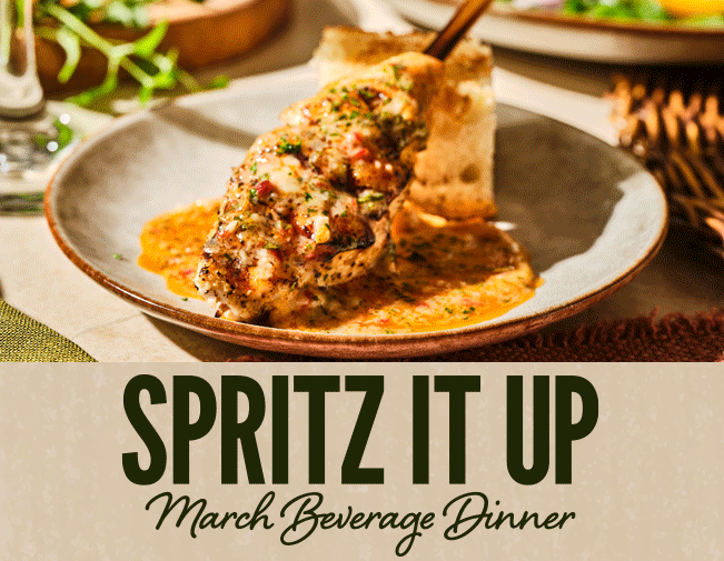 Spritz It Up March Beverage Dinner