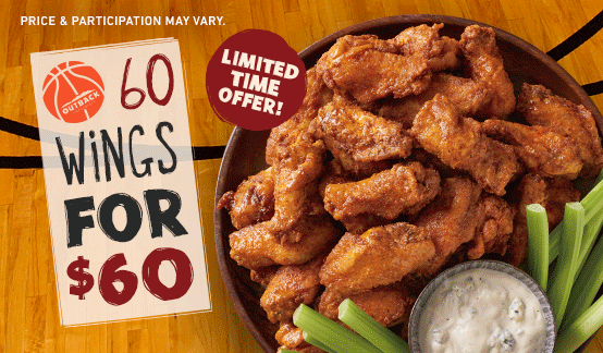 60 Wings For $60 Limited Time Offer